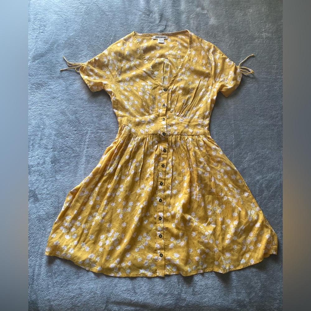 Billabong, Yellow, Button down, Mini, Dress